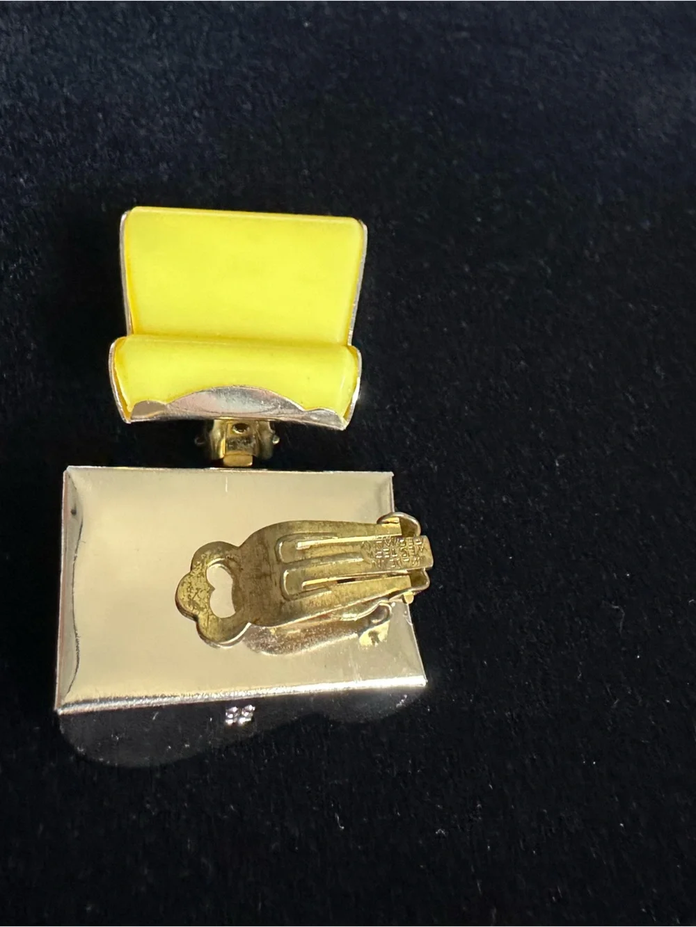 Vintage Yellow Enamel Clip-On Earrings - made in West Germany